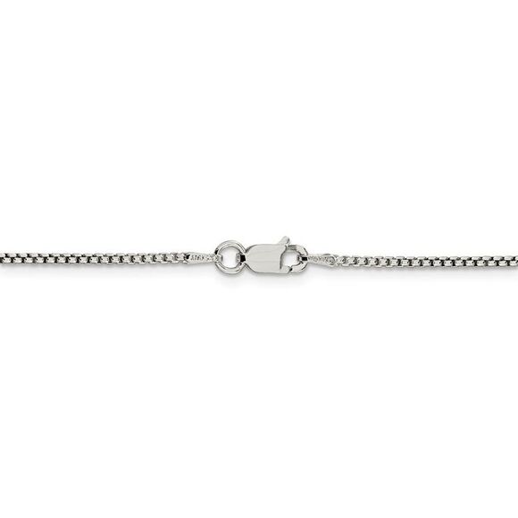 1.5mm Sterling Silver Solid Round Box Chain Necklace, 22 Inch
